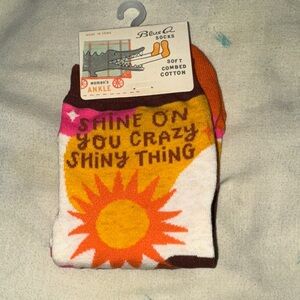 NWT Blue Q “Shine on you crazy shiny thing” women’s cotton blend ankle socks